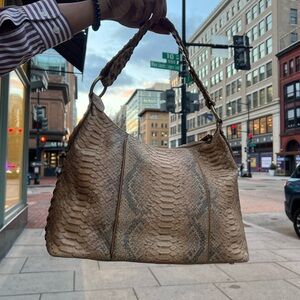 Elegant Tan Snake Print Women's Bag
